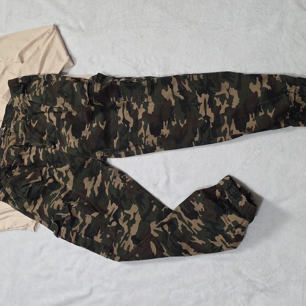 Double Denim Camouflage Cargo  Pants